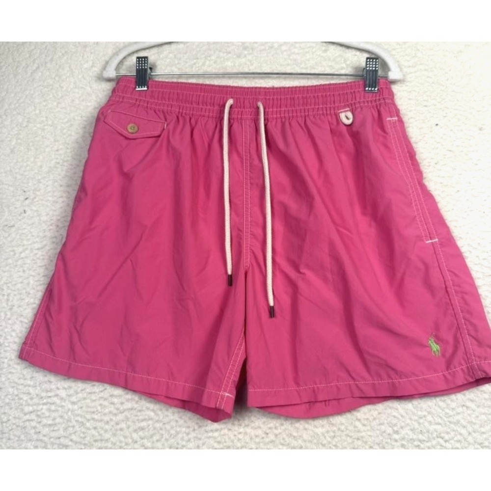 Polo Ralph Lauren Shorts Mens Medium‎ Pink Swim Trunks Nylon Drawstring Lined
